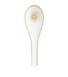 Christofle porcelain Chinese spoon with platinum geometric floral design 14cm - British product