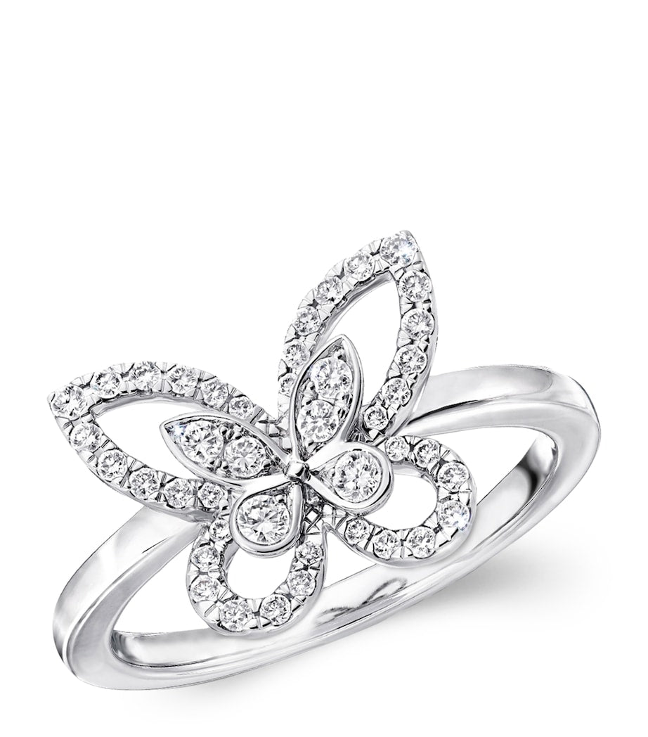 Graff white gold diamond butterfly mini ring, imported from the UK