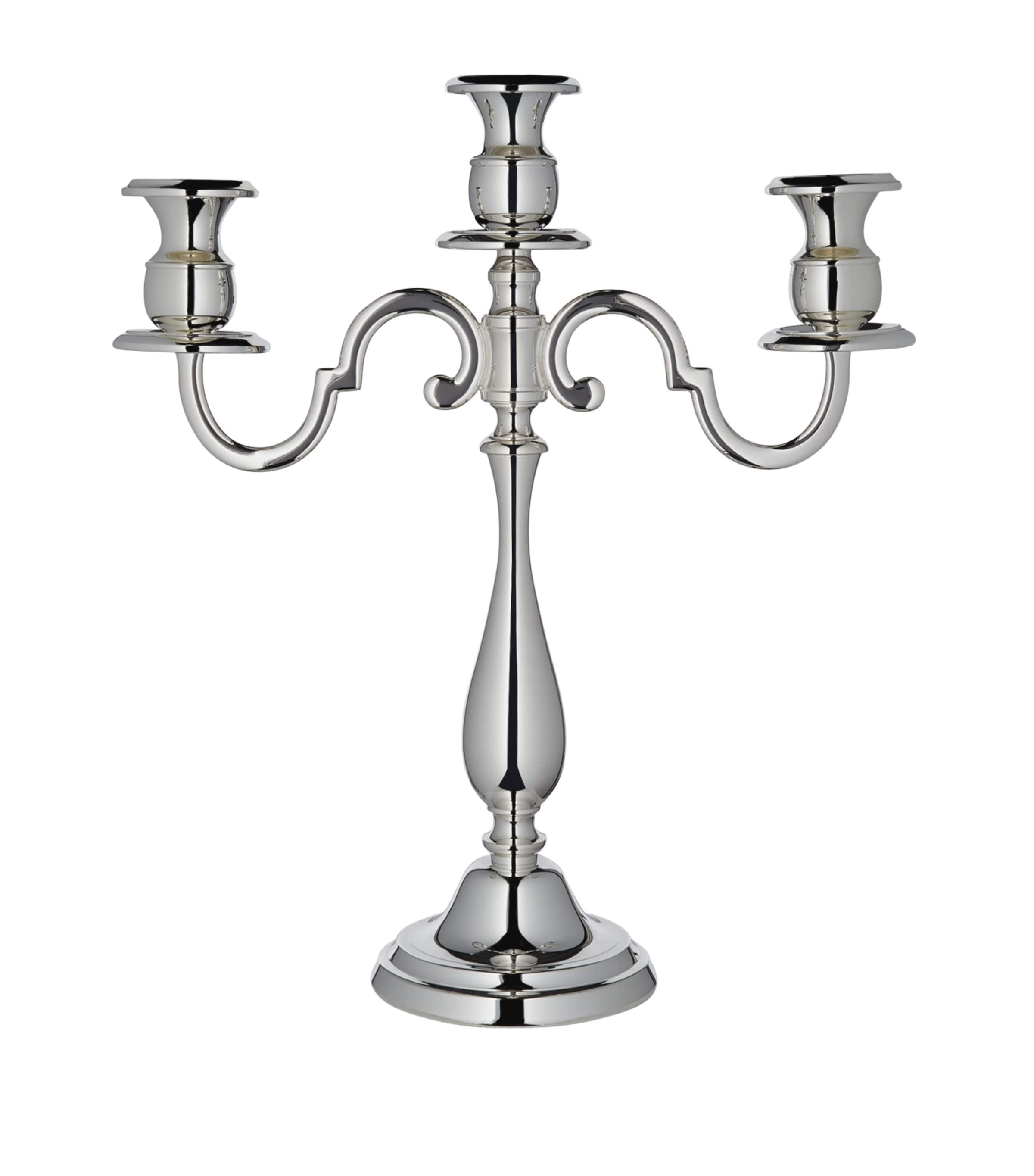 Greggio three-arm candelabra silver plated, UK version