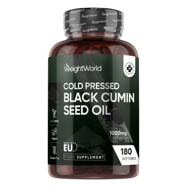 WeightWorld black seed oil capsules 180 softgels (British brand)