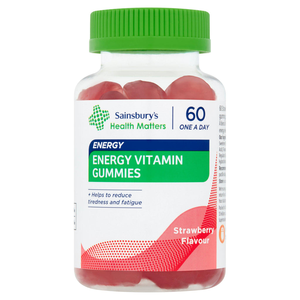 Sainsbury's Health Matters Energy Vitamin Gummies Strawberry Flavour x60