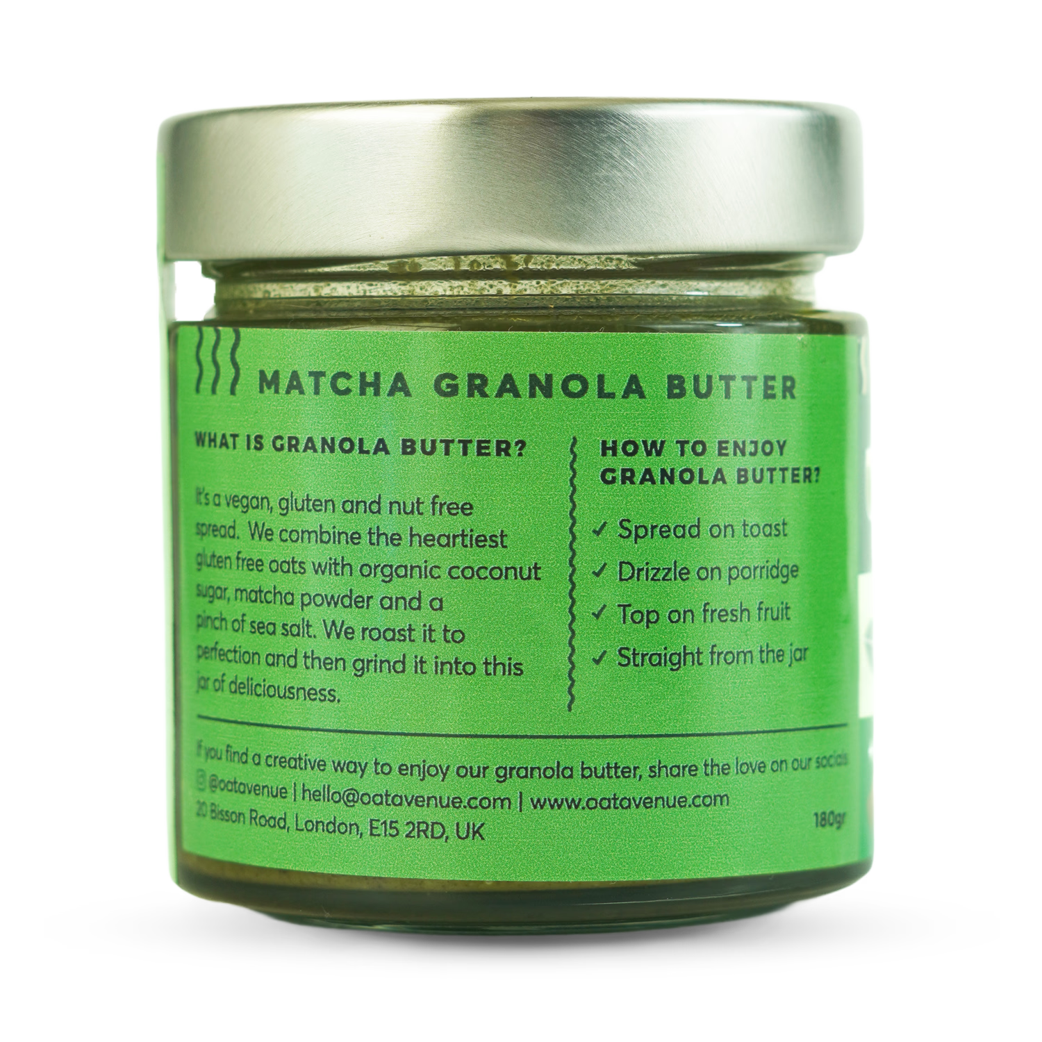 Oat Avenue matcha granola butter 180g (British brand)
