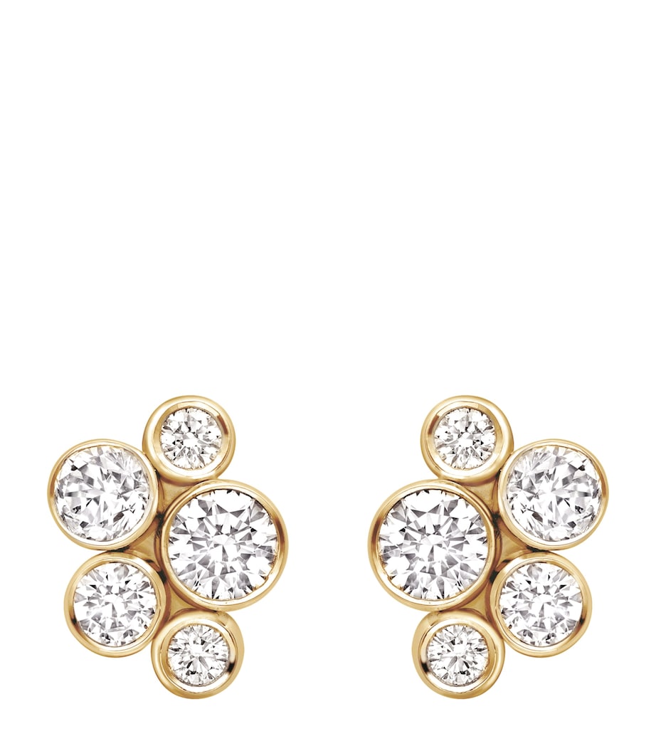Boodles Raindance diamond stud earrings yellow gold 9mm (British brand)