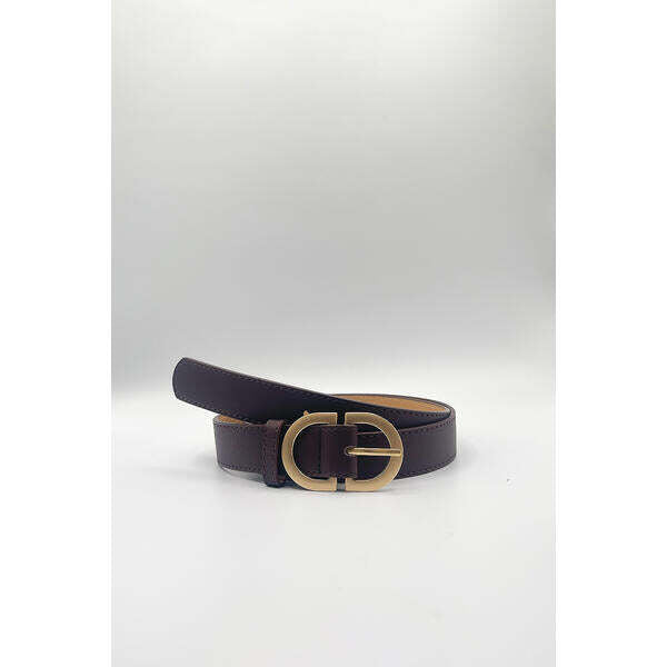 SVNX dark brown belt with gold metal buckle, imported from the UK