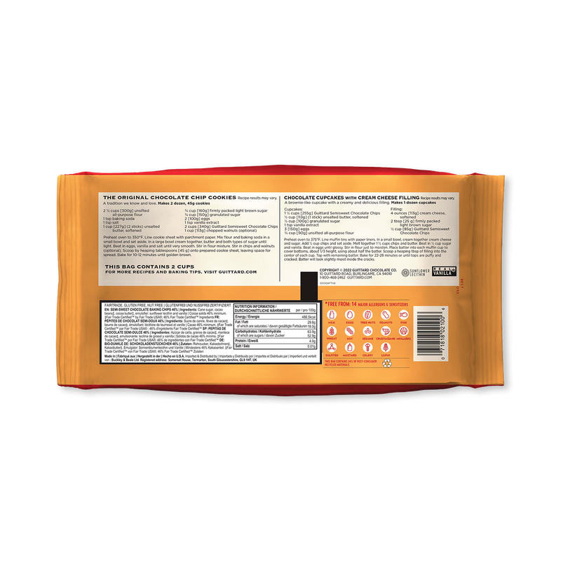 Guittard 46% semisweet chocolate baking chips 340g - British product