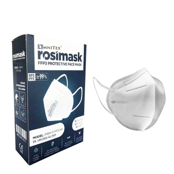 Omnitex FFP3 face mask white 10pk individually packed (British brand)