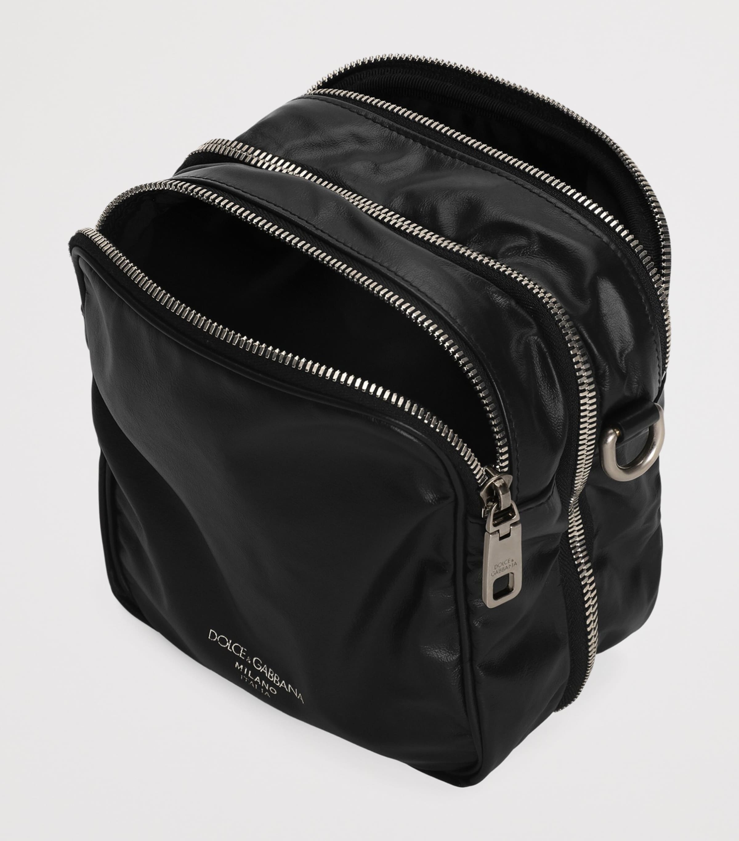 Dolce&Gabbana patent leather cross-body bag with silver-tone hardware - British product