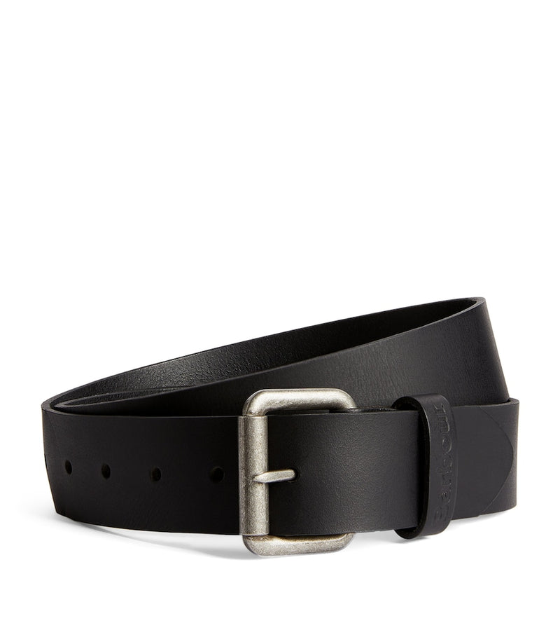 Barbour leather belt with matte finish, 4cm width (British brand)