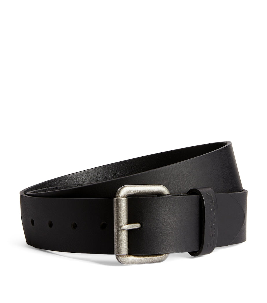 Barbour leather belt with matte finish, 4cm width (British brand)