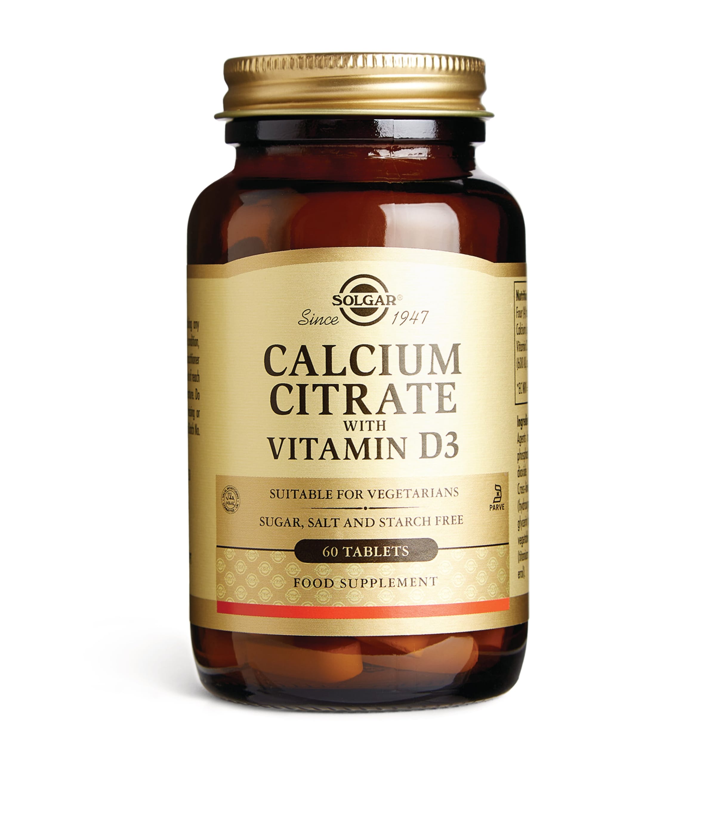Solgar Calcium Citrate with Vitamin D3 supplement 60 tablets (British brand)