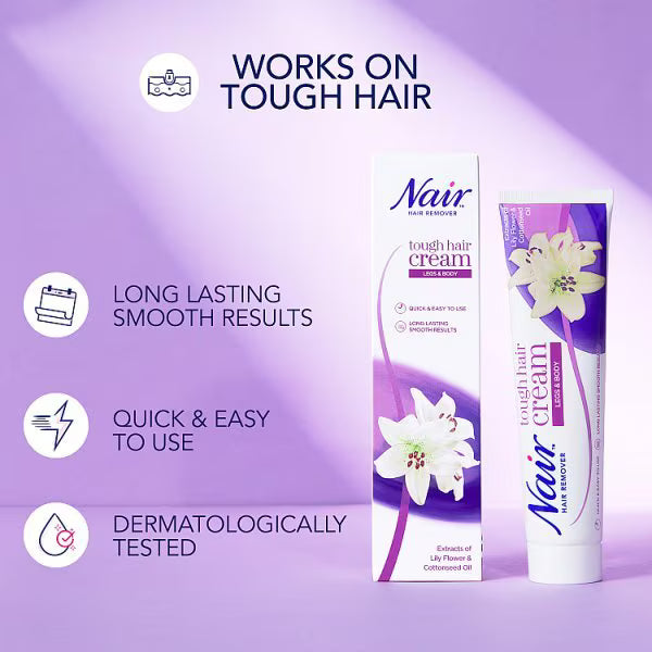 Nair Tough Hair Hair Removal Cream 90ml, imported from the UK