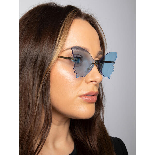 SVNX frameless blue butterfly sunglasses gold frame (British brand)