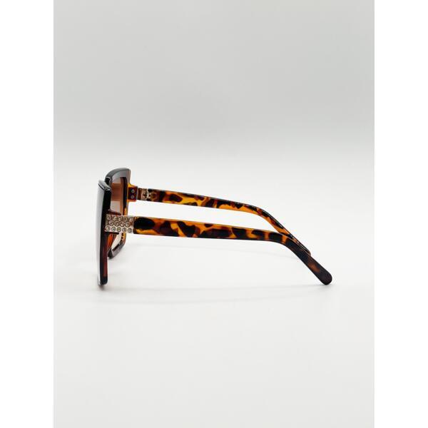 SVNX oversize cateye sunglasses tortoise diamante detail, imported from the UK