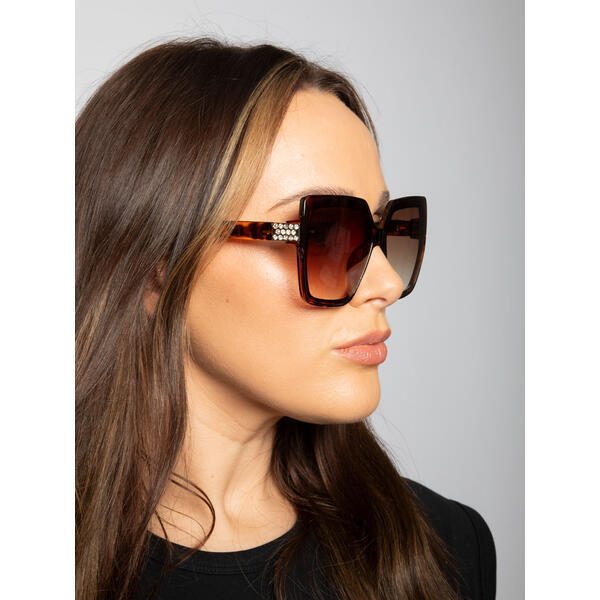 SVNX oversize cateye sunglasses tortoise diamante detail, imported from the UK