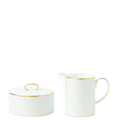 Harrods Wedgwood Gio Gold Sugar Pot and Milk Jug Tableware Set- Buy online at McGrocer