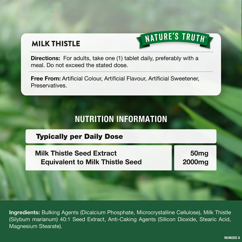 Nature's Truth Milk Thistle 2000mg 60 Tablets (British brand)