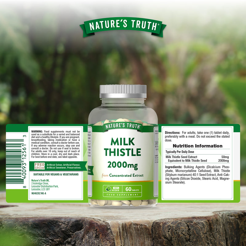 Nature's Truth Milk Thistle 2000mg 60 Tablets (British brand)