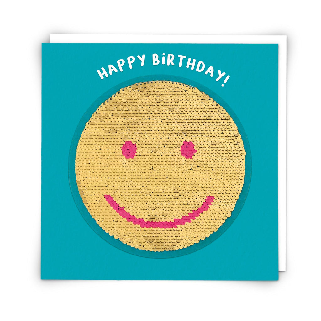 Redback Cards Happy Birthday Greeting Card with Smiley Seqin Face