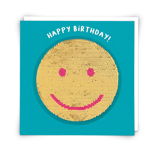 Redback Cards Happy Birthday Greeting Card with Smiley Seqin Face GOODS Sainsburys   