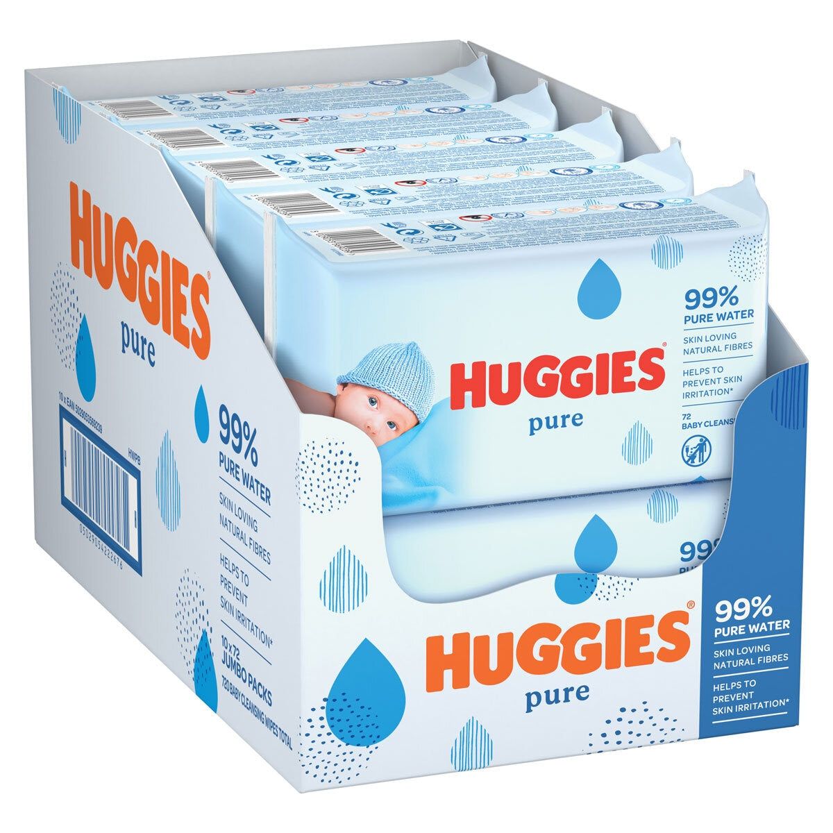 Huggies Pure Baby Wipes, 10 x 72 Wipes Nappies & Wipes Costco UK