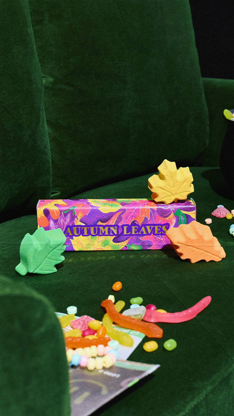 Lush Autumn Leaves bath bomb gift set, imported from the UK