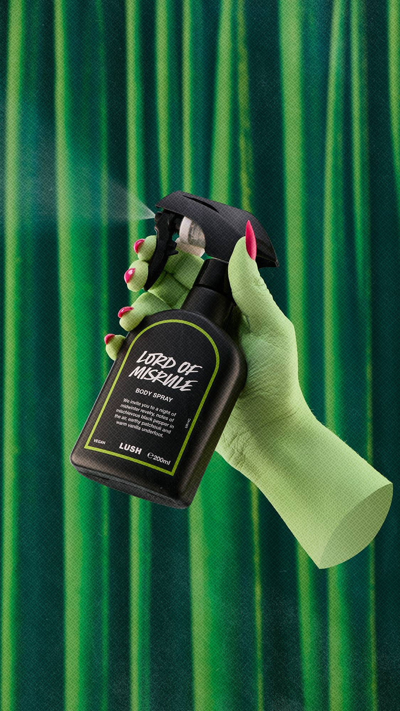 Lush Lord Of Misrule body spray bottle (British brand)