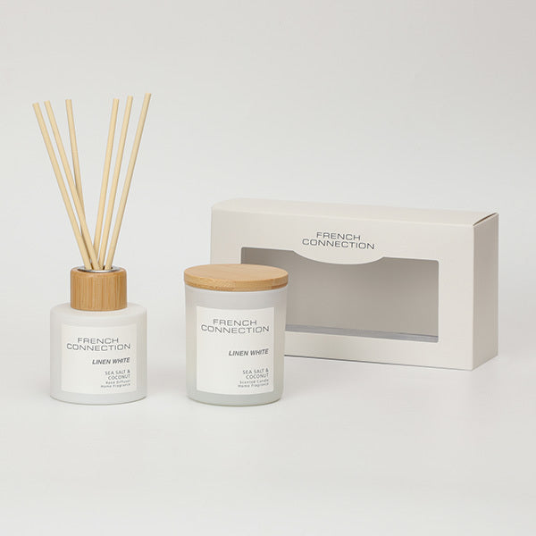 French Connection Pastel Range sea salt coconut diffuser candle set, UK version
