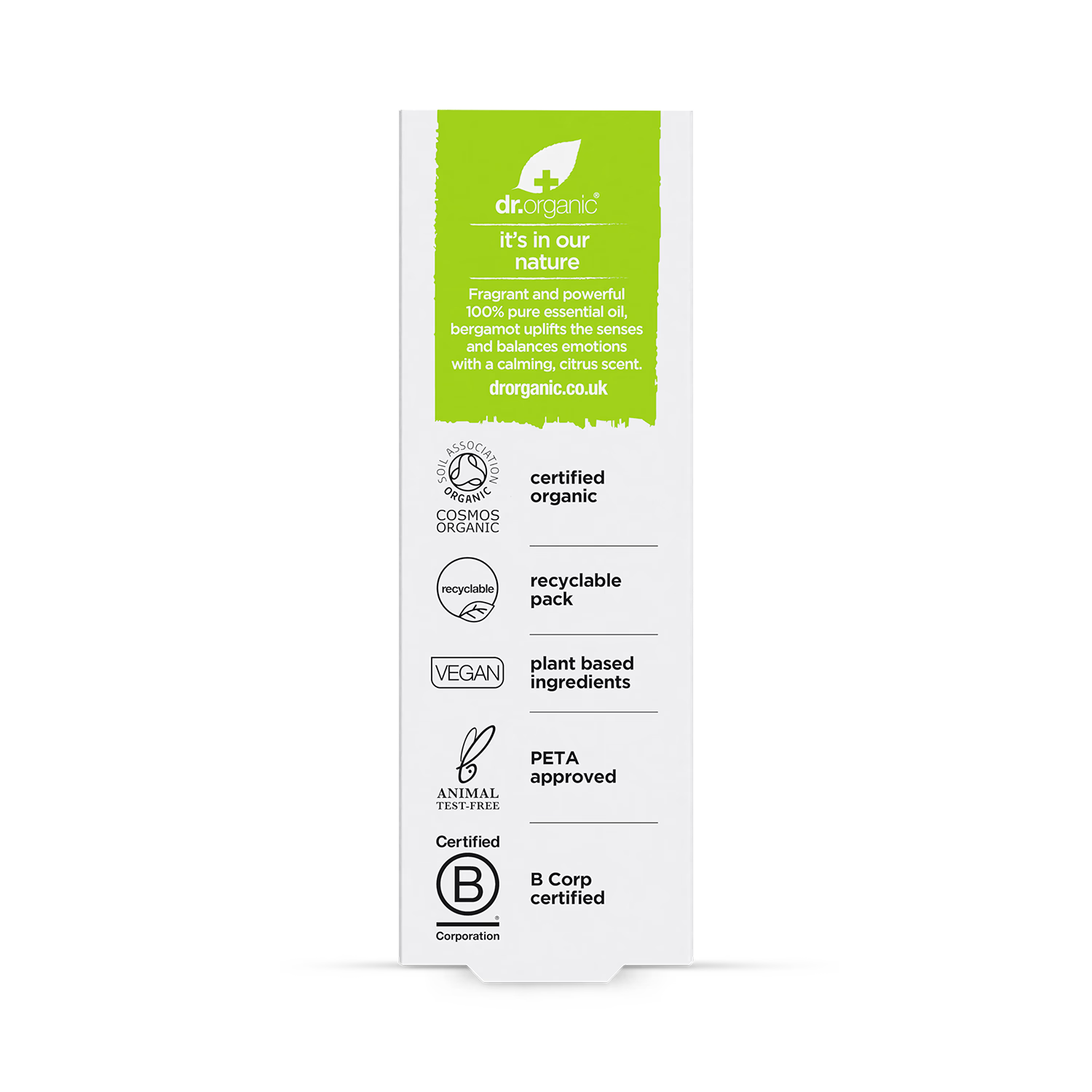 Dr Organic bergamot essential oil 10ml - British product
