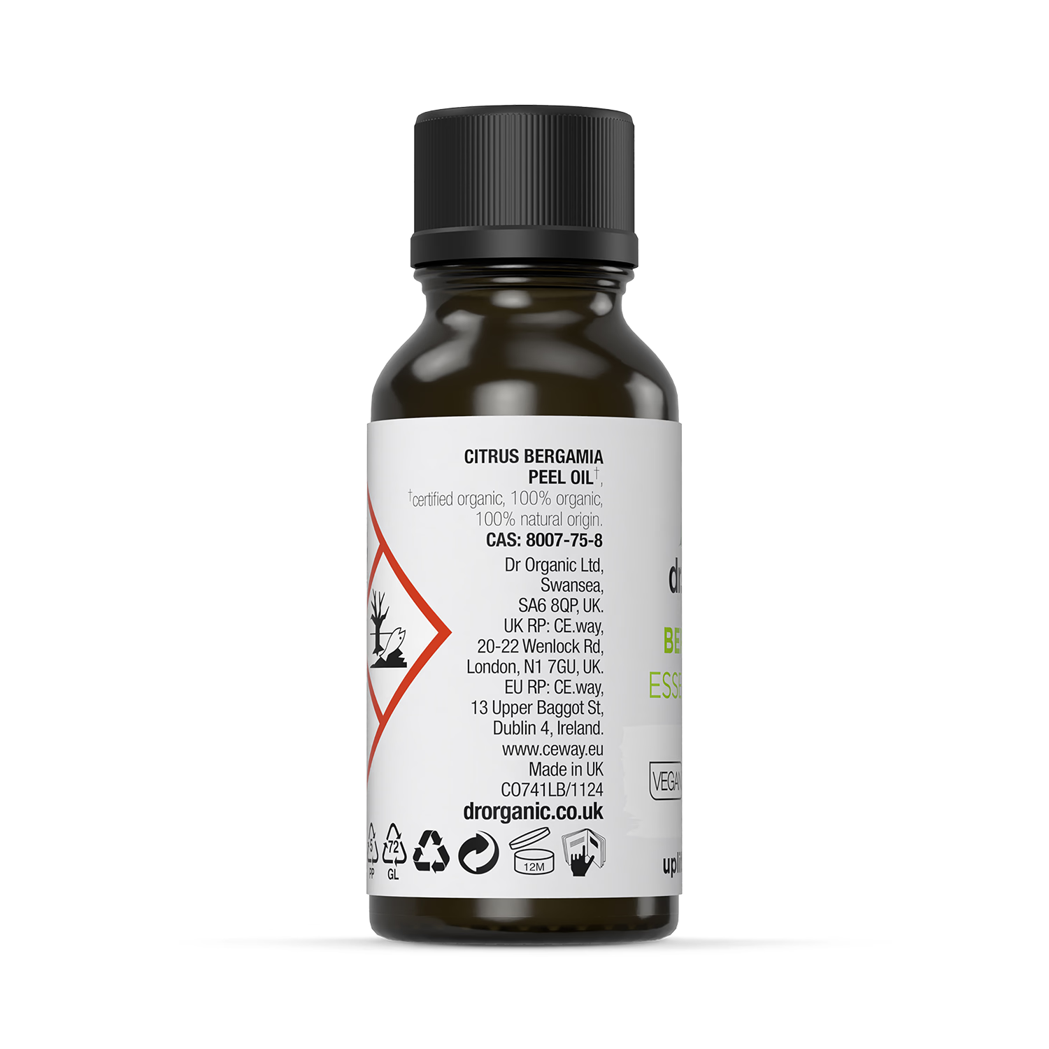 Dr Organic bergamot essential oil 10ml - British product