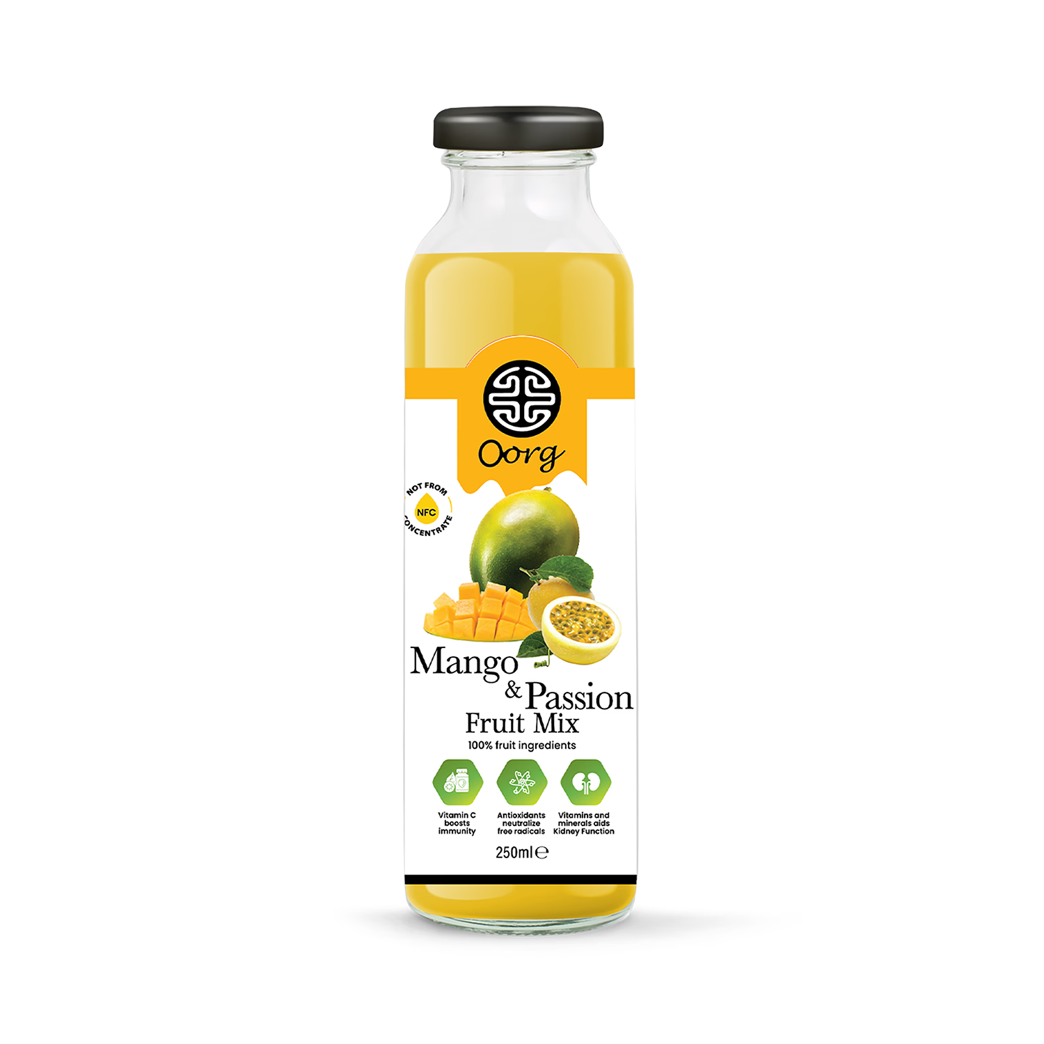 OORG mango and passionfruit juice 250ml 6 pack, imported from the UK
