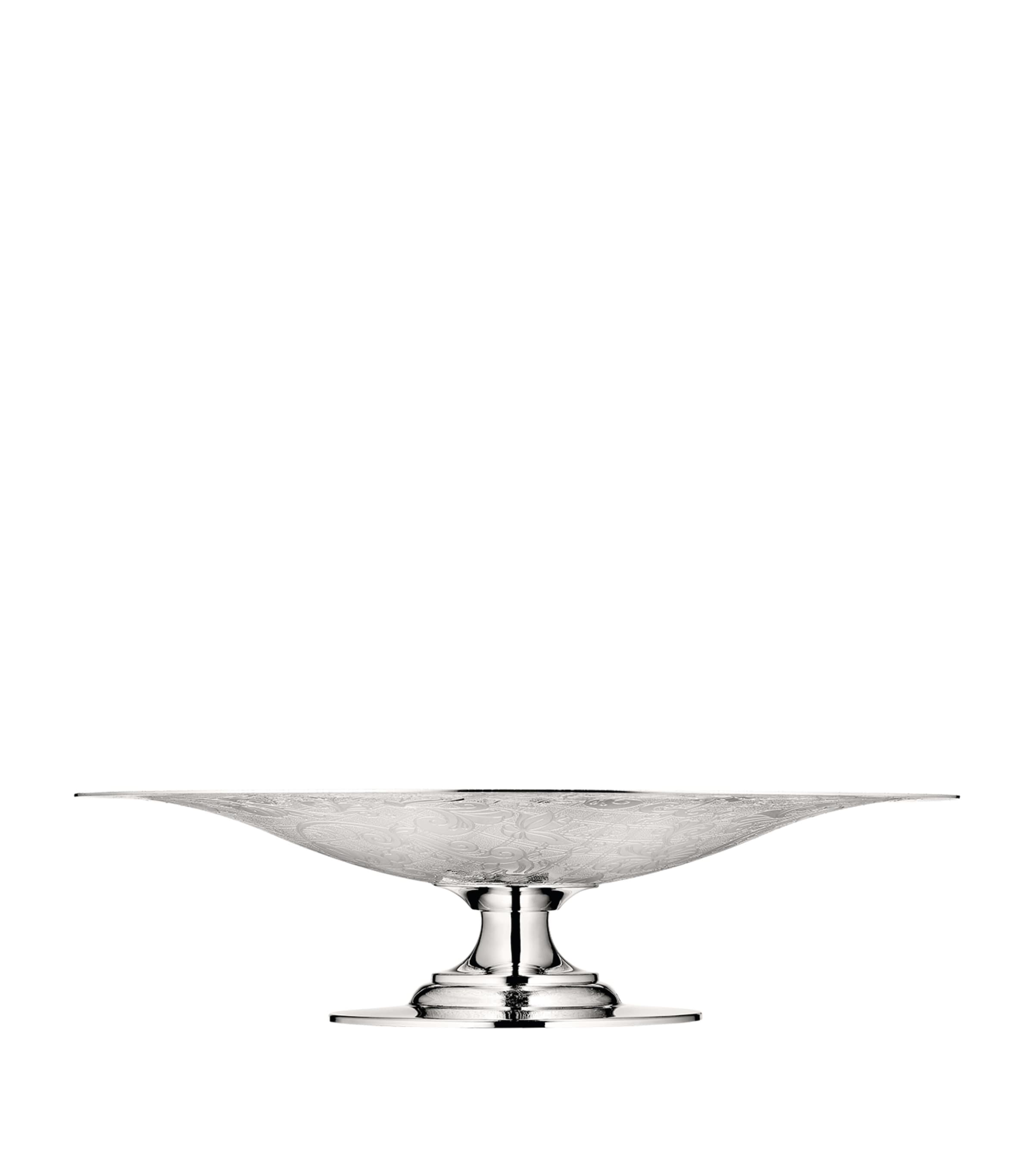 Christofle silver-plated fruit bowl with vine engravings and pedestal base - British product