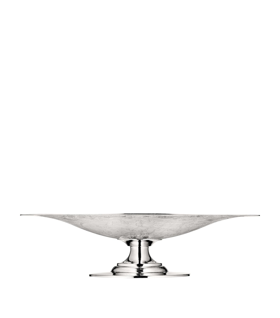 Christofle silver-plated fruit bowl with vine engravings and pedestal base - British product