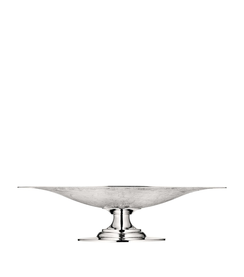 Christofle silver-plated fruit bowl with vine engravings and pedestal base - British product