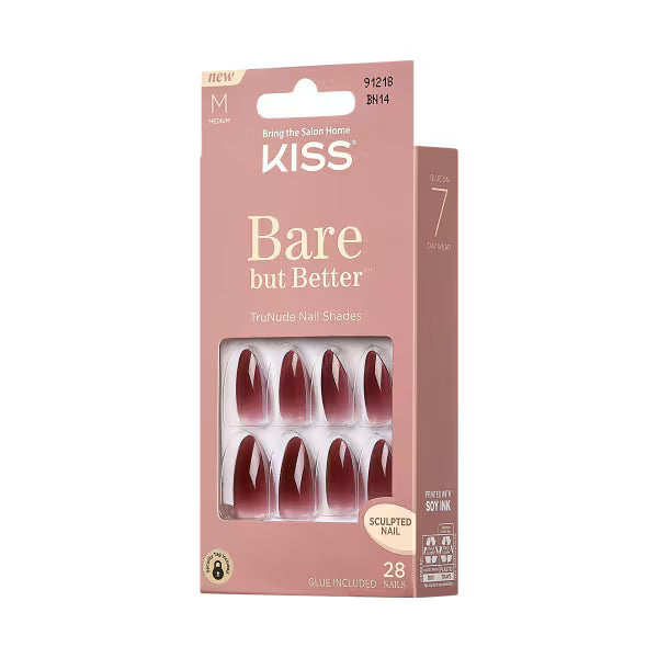 Kiss Bare-But-Better TruNude Press On Nails Medium Almond 31ct, UK version