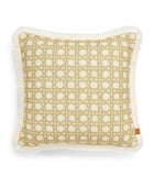 Poodle & Blonde fringed rattan cushion 50cm x 50cm, imported from the UK