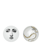 Fornasetti porcelain round box with snake design, 4cm height and 10.5cm diameter - British product
