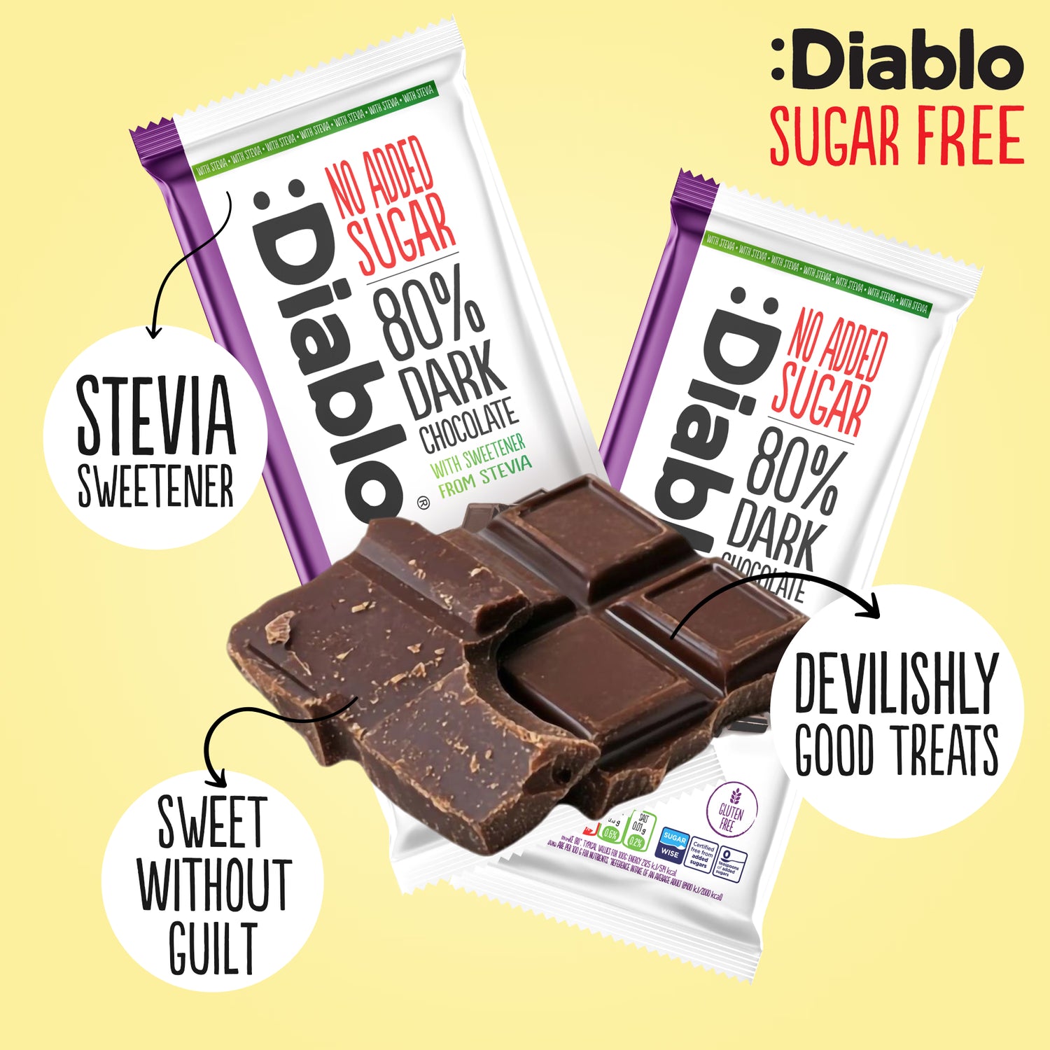 Diablo 80% dark chocolate bar 75g (British brand)