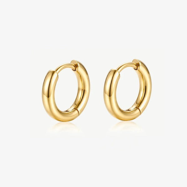 MUCHV gold solid hoop earrings 14mm - British product