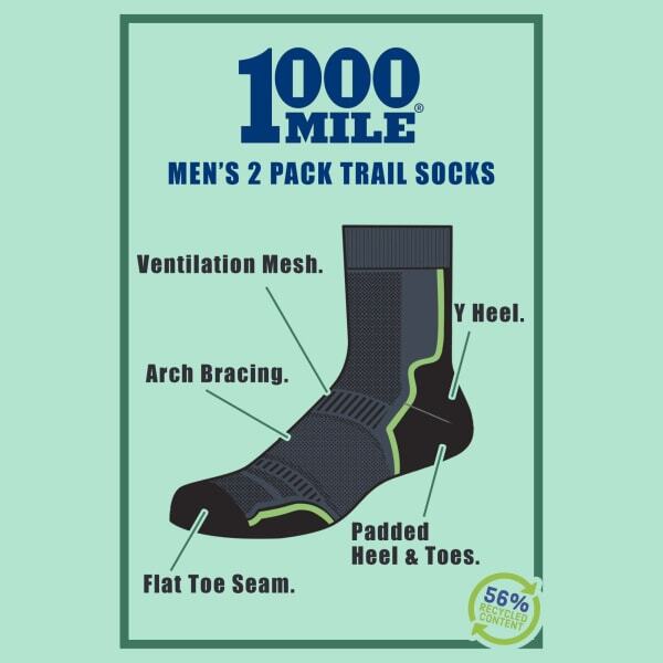 1000 Mile trail socks 2 pack Repreve, UK version