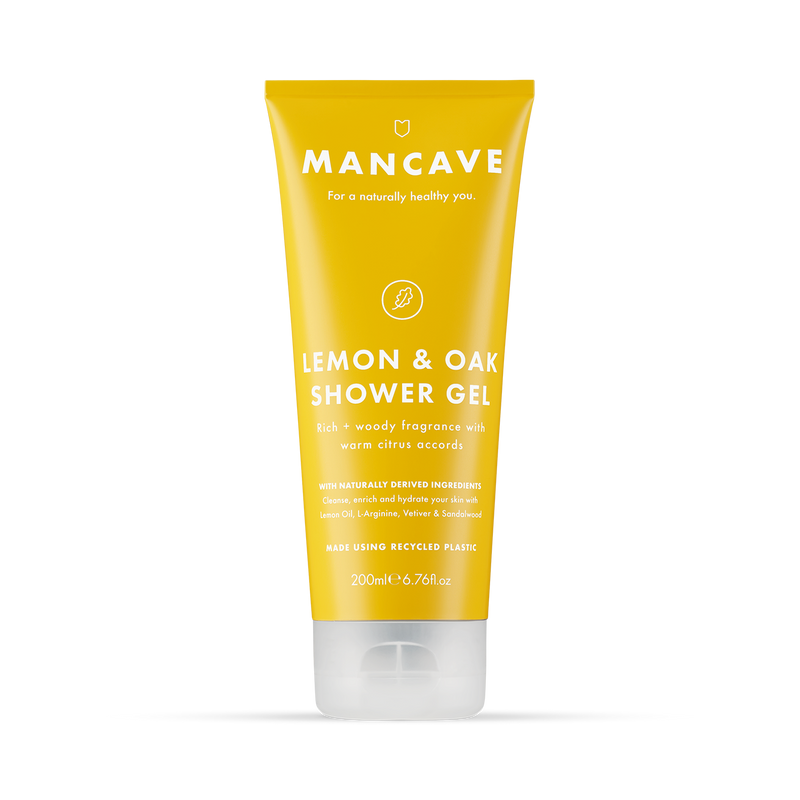 ManCave Shower Gel Lemon & Oak 200ml, imported from the UK