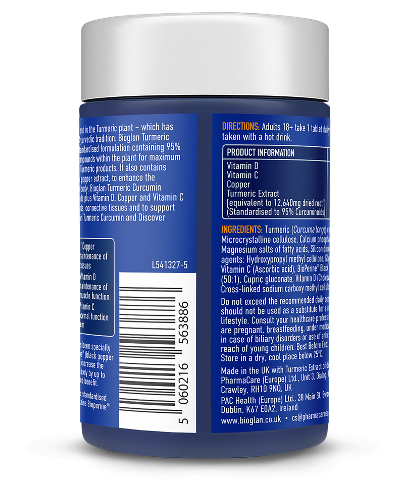 Bioglan Active Curcumin High Strength Turmeric 30 Tablets - British product
