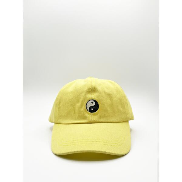 SVNX cotton baseball cap with Ying Yang embroidery in lemon yellow - British product