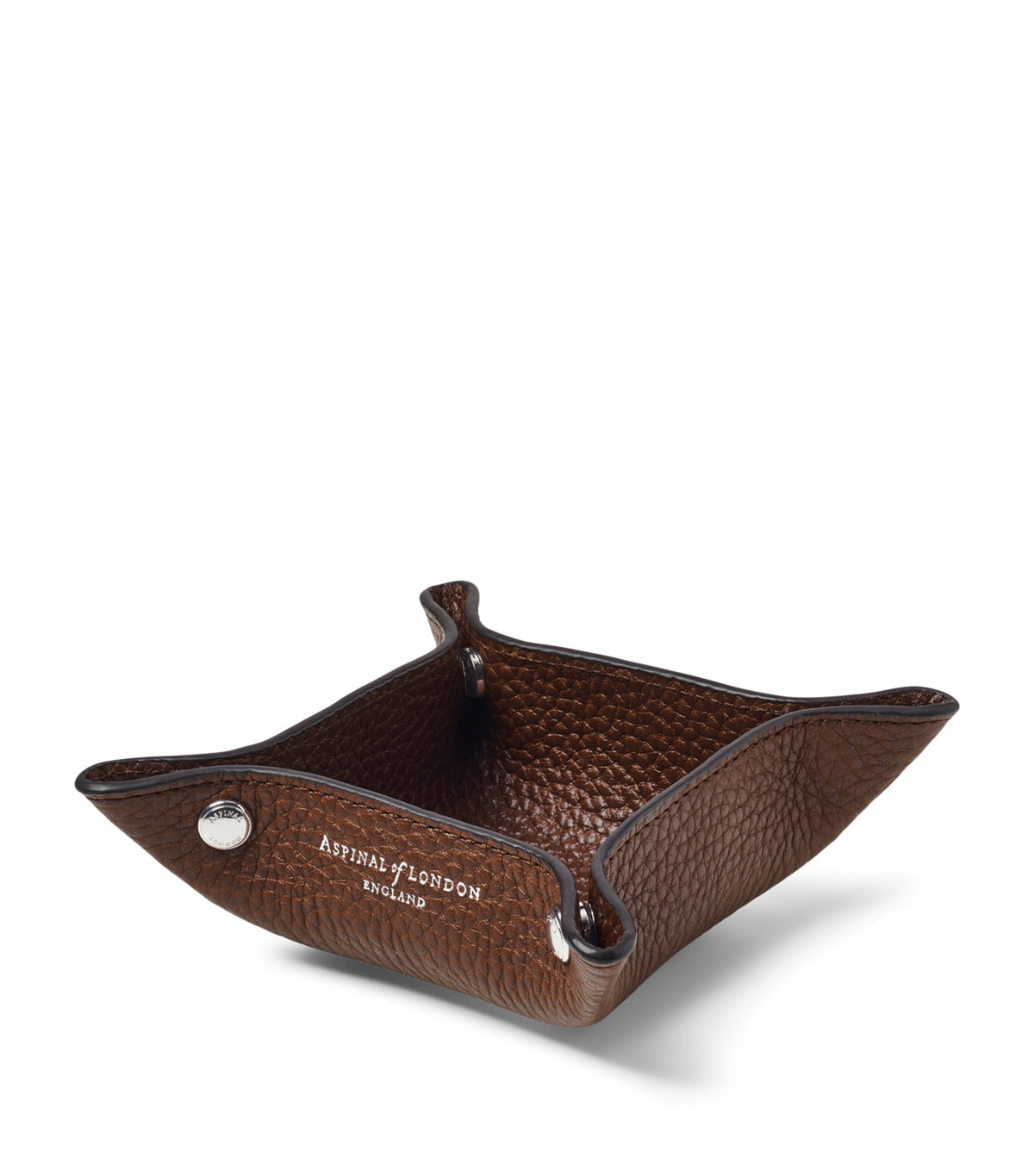 Aspinal of London mini grained leather tidy tray 9.5cm x 9.5cm - British product