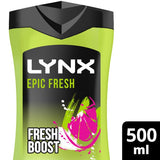 Lynx 3-In-1 Body Wash Shower Gel Epic Fresh 225ml GOODS Superdrug 500ML  