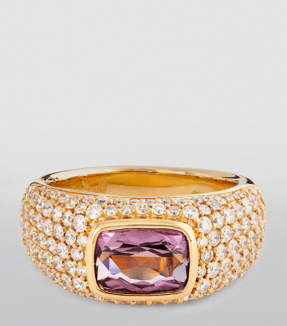 Jacquie Aiche yellow gold diamond kunzite ring, imported from the UK