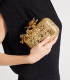 Jimmy Choo Cloud clutch bag in gold-tone metal lace, UK version