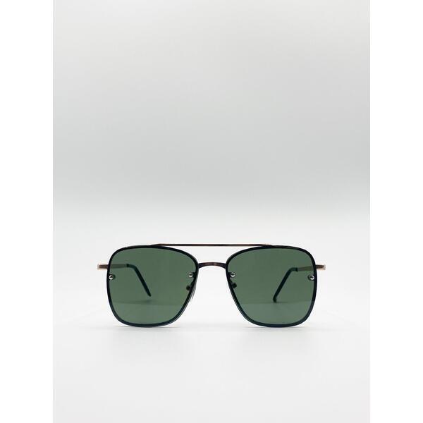 SVNX aviator style sunglasses with matte gold frame (British brand)