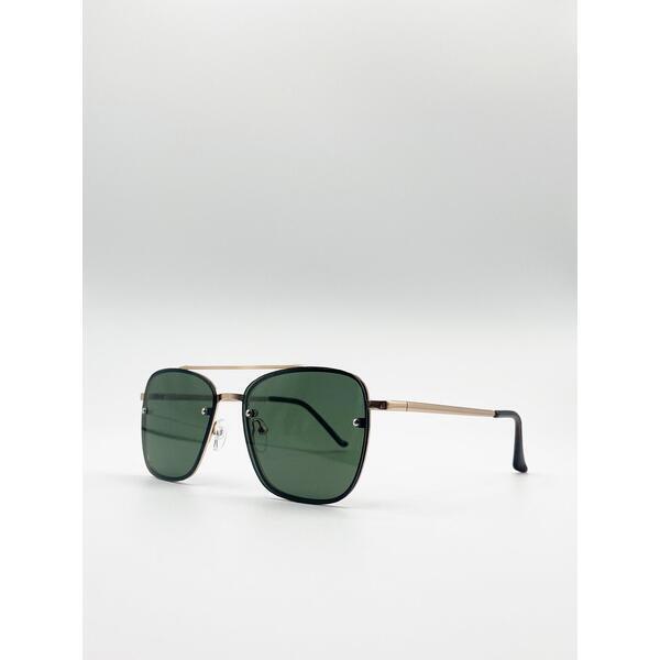 SVNX aviator style sunglasses with matte gold frame (British brand)