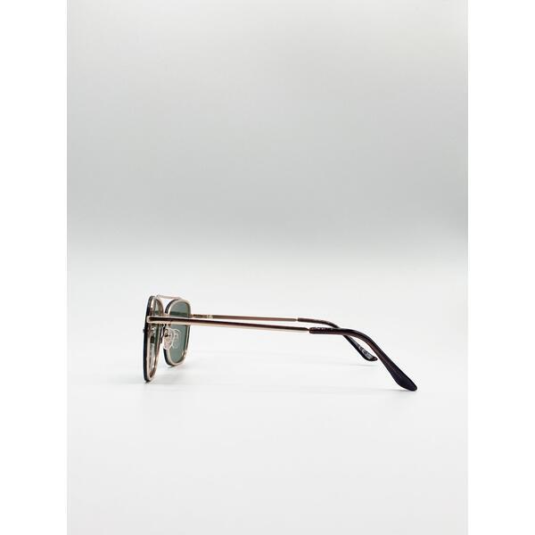 SVNX aviator style sunglasses with matte gold frame (British brand)