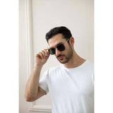 SVNX aviator style sunglasses with matte gold frame (British brand)